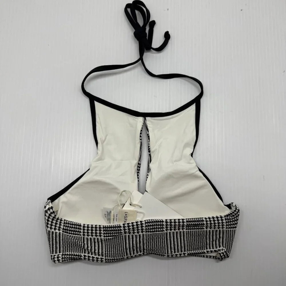 L Space Women Multi Black White Halter Front Cutout Jessy Bikini Top Size Small